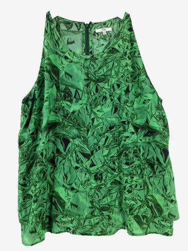 POL Abstract Green Marble Silk Top Size 14