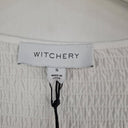 Second-Hand - Witchery Pure White Balloon Sleeve Shirred Top Size S - SwapUp