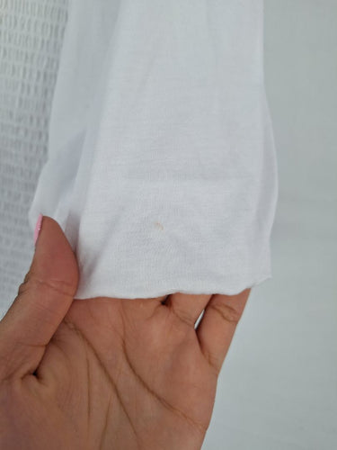 Second-Hand - Witchery Pure White Balloon Sleeve Shirred Top Size S - SwapUp