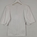Second-Hand - Witchery Pure White Balloon Sleeve Shirred Top Size S - SwapUp