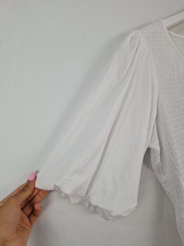 Second-Hand - Witchery Elevated Shirred Gathered Sleeve Top Size S - SwapUp