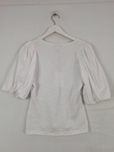 Second-Hand - Witchery Elevated Shirred Gathered Sleeve Top Size S - SwapUp