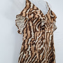 Second-Hand - Witchery Effortless Auburn Printed Linen Midi Dress Size 8 - SwapUp