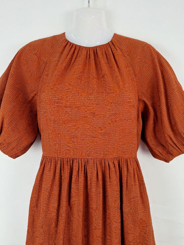 Second-Hand - Witchery Out To Lunch Rust Laced Midi Dress Size 8 - SwapUp