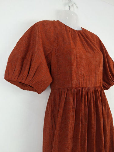 Second-Hand - Witchery Out To Lunch Rust Laced Midi Dress Size 8 - SwapUp