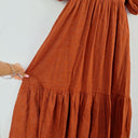 Second-Hand - Witchery Out To Lunch Rust Laced Midi Dress Size 8 - SwapUp