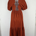 Second-Hand - Witchery Out To Lunch Rust Laced Midi Dress Size 8 - SwapUp