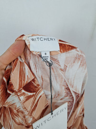 Second-Hand - Witchery Classic Peach Toned Summer Midi Dress Size 8 - SwapUp