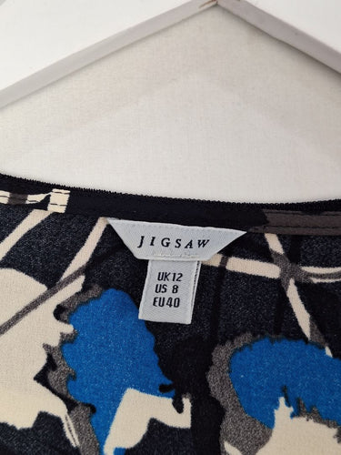 Second-Hand - Jigsaw Elegant Collared Mesh Trimmed Blouse Size 12 - SwapUp