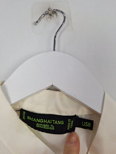 Second-Hand - Shanghai Tang Timeless Cream Silk Mandarin Collared Blouse Size 12 - SwapUp