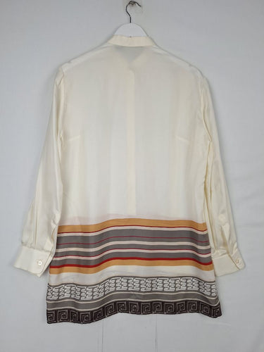 Second-Hand - Shanghai Tang Timeless Cream Silk Mandarin Collared Blouse Size 12 - SwapUp