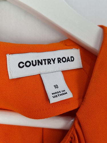 Second-Hand - Country Road Tangerine Gathered Essential Office Top Size 10 - SwapUp