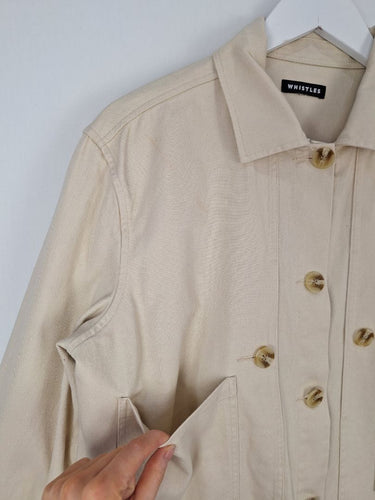 Second-Hand - Whistles Stylish Latte Cotton Twill Jacket Size 10 - SwapUp