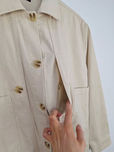 Second-Hand - Whistles Stylish Latte Cotton Twill Jacket Size 10 - SwapUp