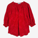 Second-Hand - Blue Illusion Rose Textured Shirred Shoulder Blouse Size M - SwapUp