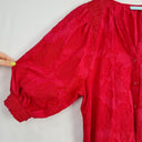 Second-Hand - Blue Illusion Rose Textured Shirred Shoulder Blouse Size M - SwapUp