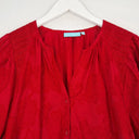 Second-Hand - Blue Illusion Rose Textured Shirred Shoulder Blouse Size M - SwapUp