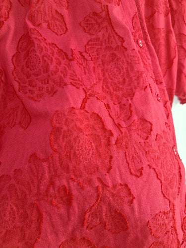 Second-Hand - Blue Illusion Rose Textured Shirred Shoulder Blouse Size M - SwapUp