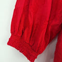 Second-Hand - Blue Illusion Rose Textured Shirred Shoulder Blouse Size M - SwapUp