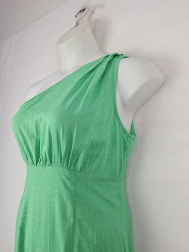 Second-Hand - YH & CO Lime Linen Blend One Shoulder Dress Size 12 - SwapUp