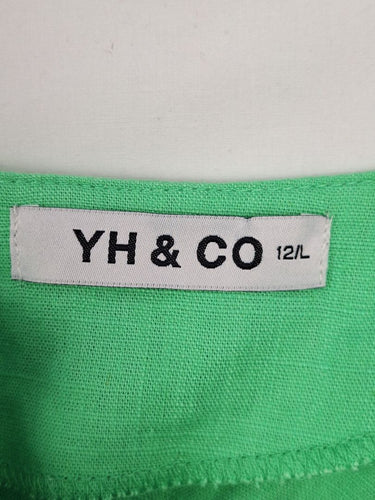 Second-Hand - YH & CO Lime Linen Blend One Shoulder Dress Size 12 - SwapUp