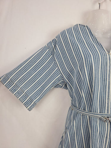 Second-Hand - Kireina Blue Stripe Denim Midi Dress Size S - SwapUp