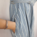 Second-Hand - Kireina Blue Stripe Denim Midi Dress Size S - SwapUp