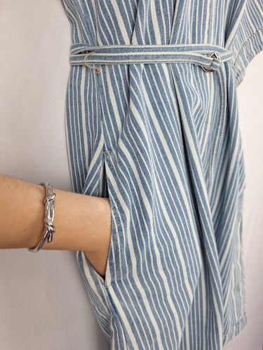 Second-Hand - Kireina Blue Stripe Denim Midi Dress Size S - SwapUp