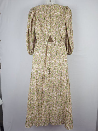 Second-Hand - Kinney Garden Paisley Pleated Puff Dress Size M - SwapUp