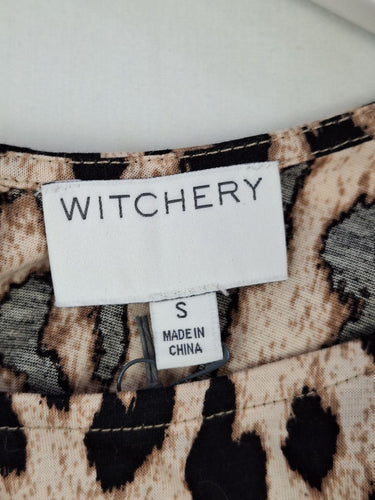 Second-Hand - Witchery Leopard Print Split Sleeve Blouse Size S - SwapUp