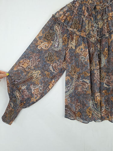 Second-Hand - Witchery Relaxed Paisley Printed Blouse Size 8 - SwapUp