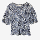 Second-Hand - Witchery Bohemian Linen Blend Puffy Sleeved Top Size S - SwapUp