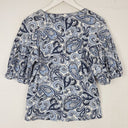 Second-Hand - Witchery Bohemian Linen Blend Puffy Sleeved Top Size S - SwapUp