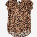 Second-Hand - Witchery Shirred Leopard Flowy Sleeved Blouse Size 8 - SwapUp