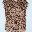 Second-Hand - Witchery Shirred Leopard Flowy Sleeved Blouse Size 8 - SwapUp