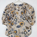 Second-Hand - Witchery Floral and Striped Neutral Bubble Top Size 8 - SwapUp