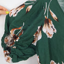 Second-Hand - Witchery Forest Green Floral Linen Blend Top Size 8 - SwapUp