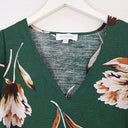 Second-Hand - Witchery Forest Green Floral Linen Blend Top Size 8 - SwapUp