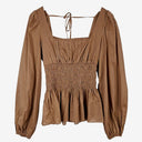 Second-Hand - Witchery Square Neck Shirred Peplum Top Size 8 - SwapUp