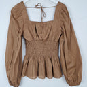 Second-Hand - Witchery Square Neck Shirred Peplum Top Size 8 - SwapUp