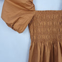 Second-Hand - Witchery Chic Burnt Brown Shirred Peplum Top Size 8 - SwapUp