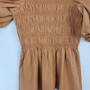 Second-Hand - Witchery Chic Burnt Brown Shirred Peplum Top Size 8 - SwapUp