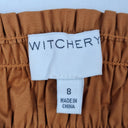 Second-Hand - Witchery Chic Burnt Brown Shirred Peplum Top Size 8 - SwapUp
