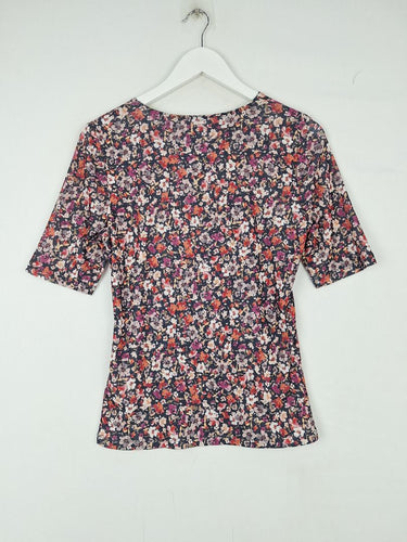Second-Hand - Witchery Everyday Floral Cut Out Top Size S - SwapUp