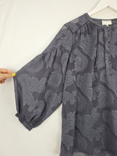 Second-Hand - Witchery Relaxed Slate Sheer Blouse Size 8 - SwapUp