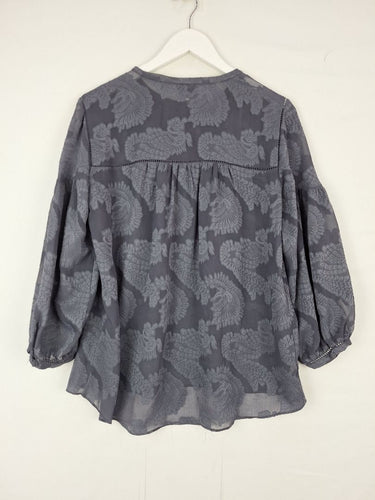 Second-Hand - Witchery Relaxed Slate Sheer Blouse Size 8 - SwapUp