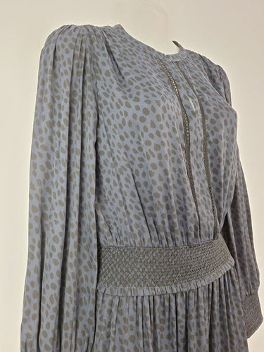 Second-Hand - Witchery Navy Animal Print Tiered Dress Size 8 - SwapUp