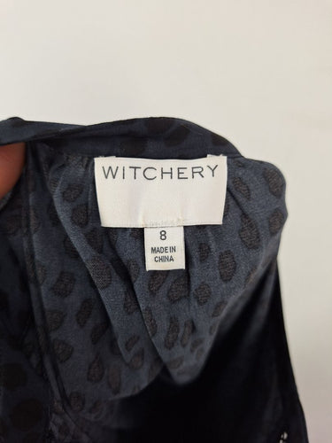 Second-Hand - Witchery Navy Animal Print Tiered Dress Size 8 - SwapUp