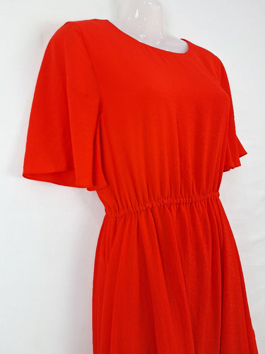 Second-Hand - Witchery Scarlet Textured Floaty Dress Size 8 - SwapUp