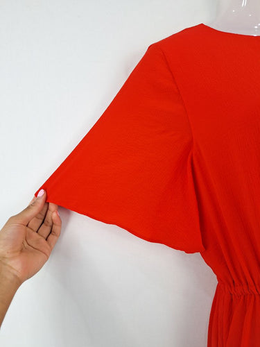 Second-Hand - Witchery Scarlet Textured Floaty Dress Size 8 - SwapUp